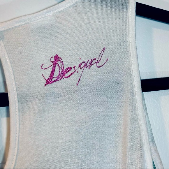 Women’s Desigual, Tank top Size 13/14  155-164cm White,floral rhinestones - Picture 4 of 6